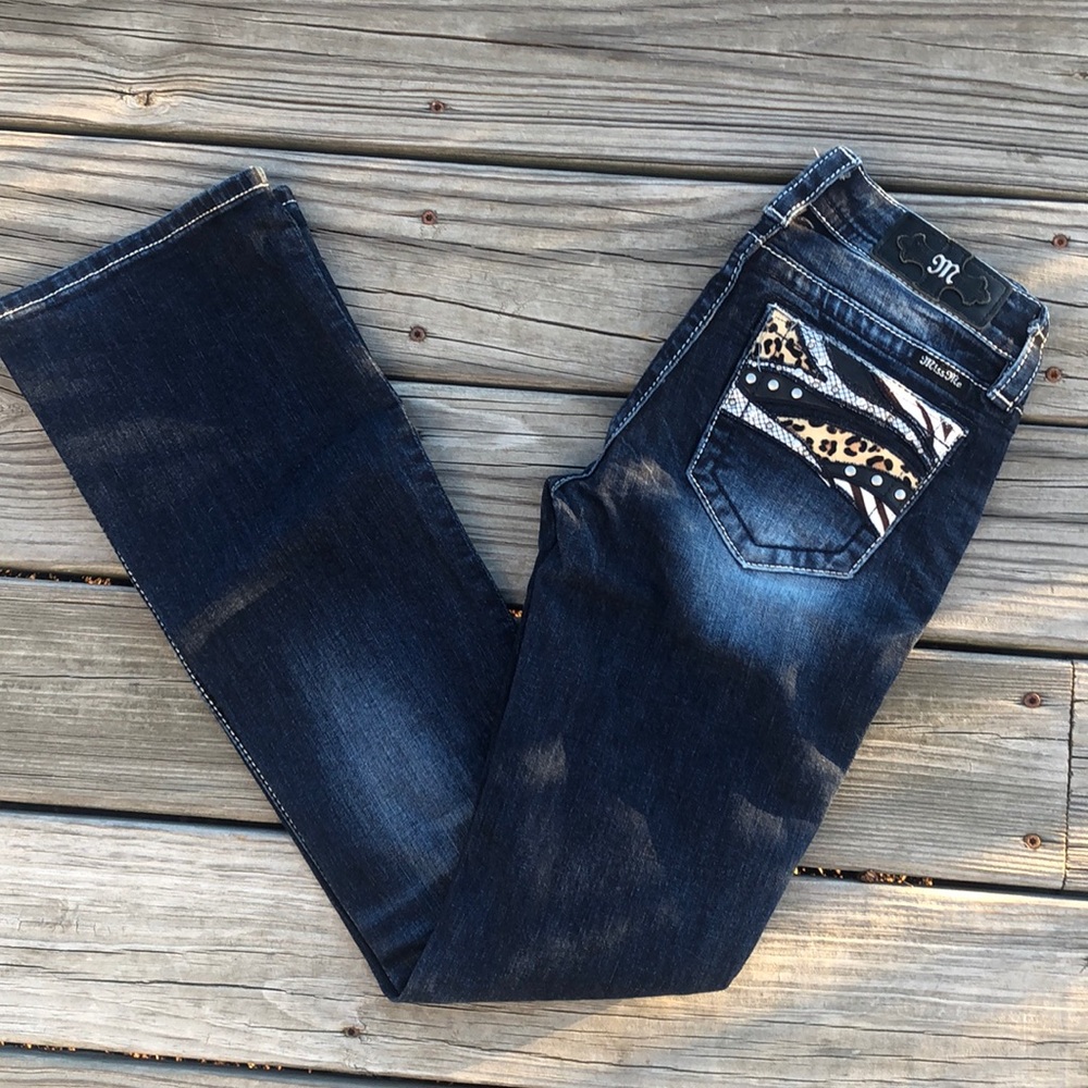 Miss Me Animal Print Boot Cut Size 26 Jeans